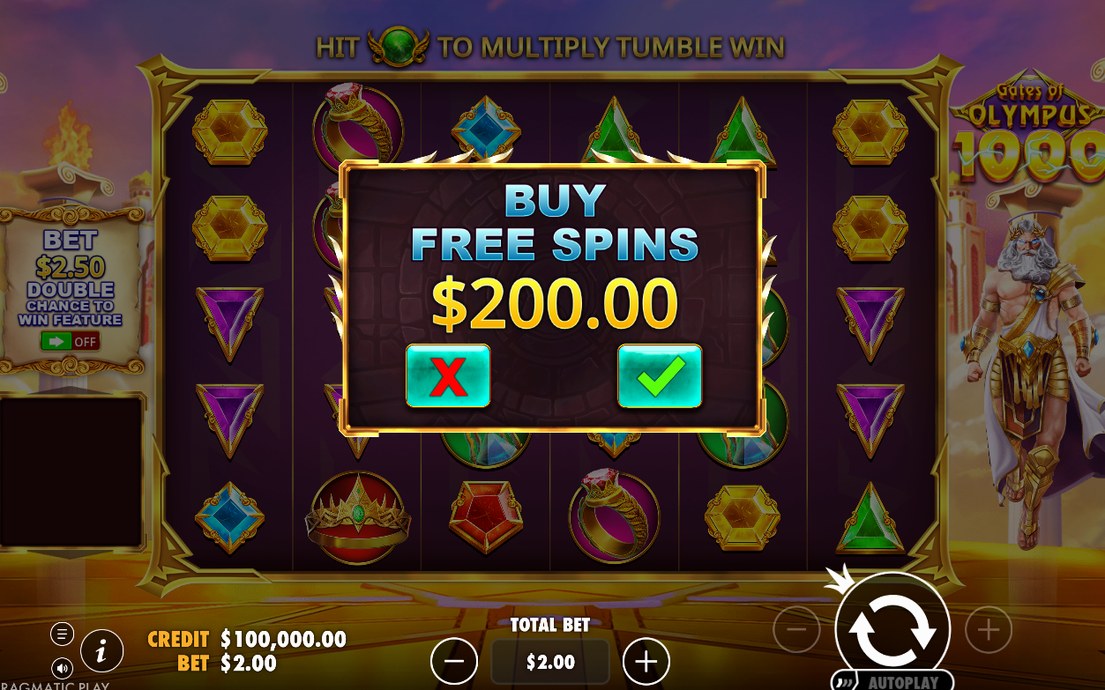 Double Chance-läget med extra Zeus Scatter-symboler på specialrullar